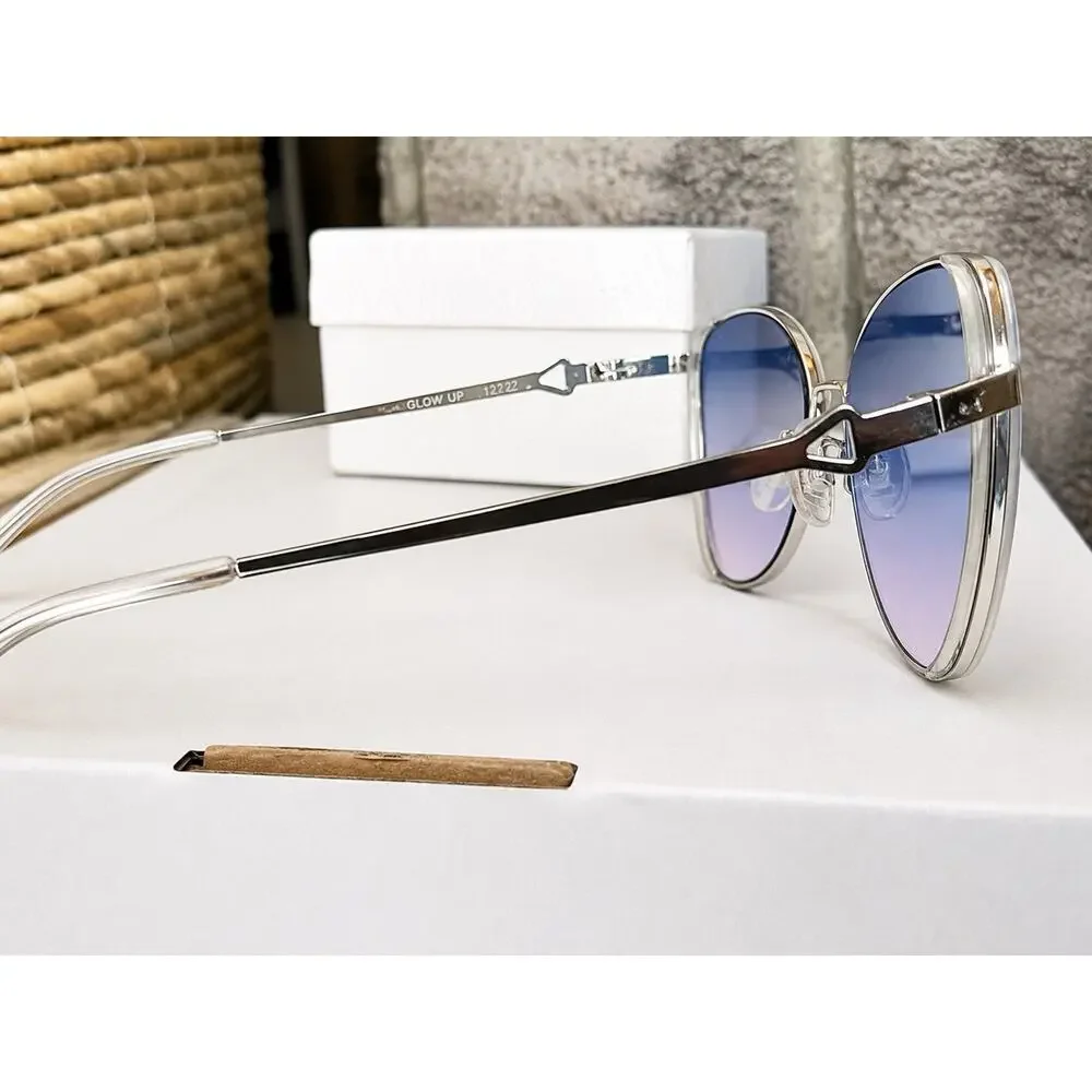 Quay Australia X Love Island Glow Up Sunglasses Blue Pink Gradient Cat Eye +case - Picture 12 of 14